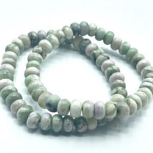 Green lucky jade beaded stretch bracelet ONE NEW donut beads 7.5” money harmony